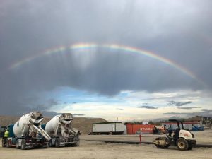 Rainbow at the end of a rainy day 